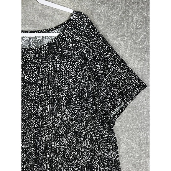 Croft & Barrow Black Textured Abstract Sharkbite Hem Top Womens‎ Size 3X Stretch - Picture 6 of 15